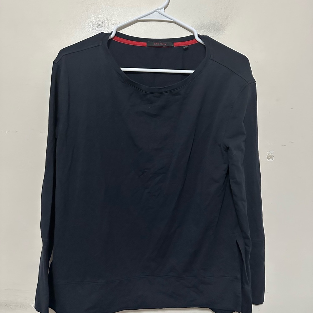 Greyson Women's Navy Long Sleeve Pima Cotton Blend Performance Top Size Small - Picture 2 of 15